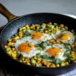 Zucchini Sweet Corn Hash Egg Skillet